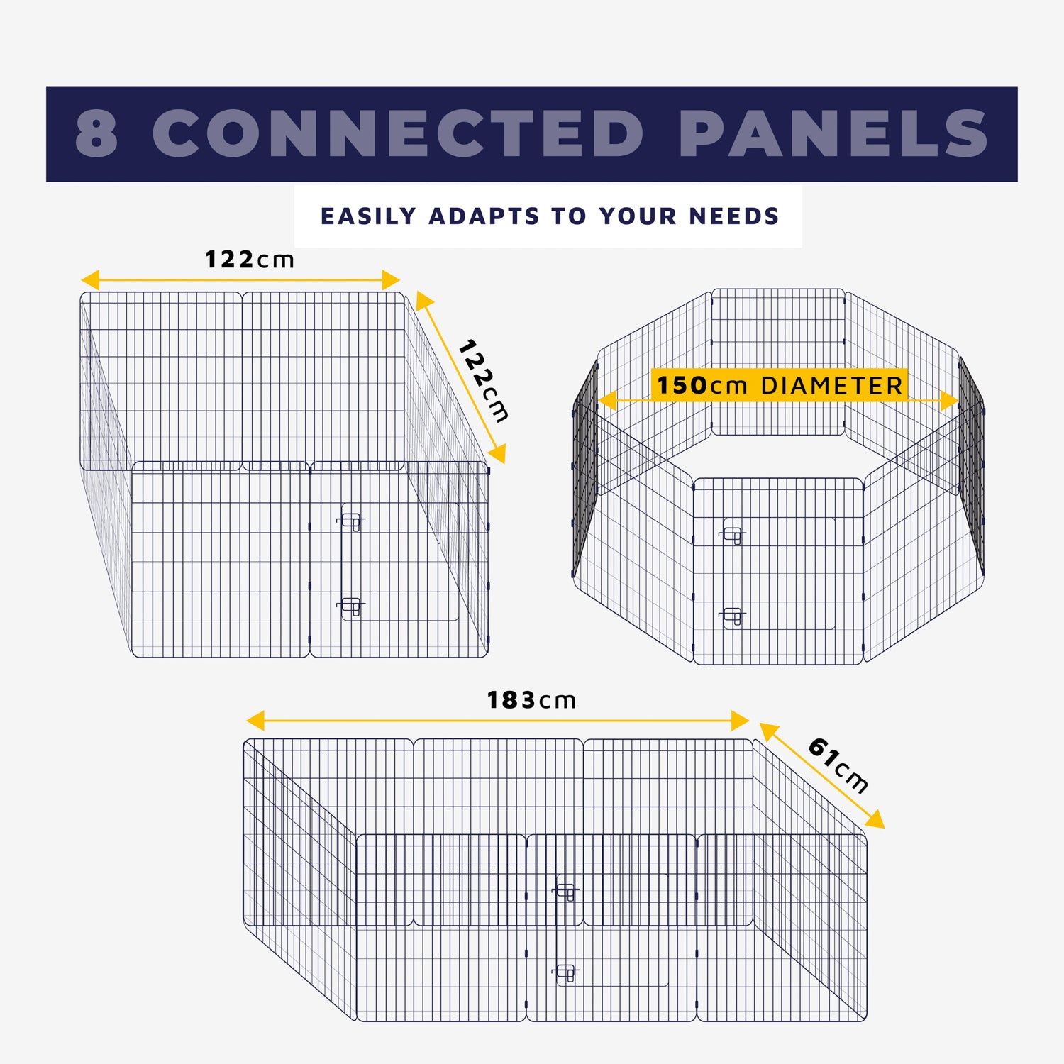 8 Panel Dog Playpen with Door – Portable, Foldable & Outdoor-Ready