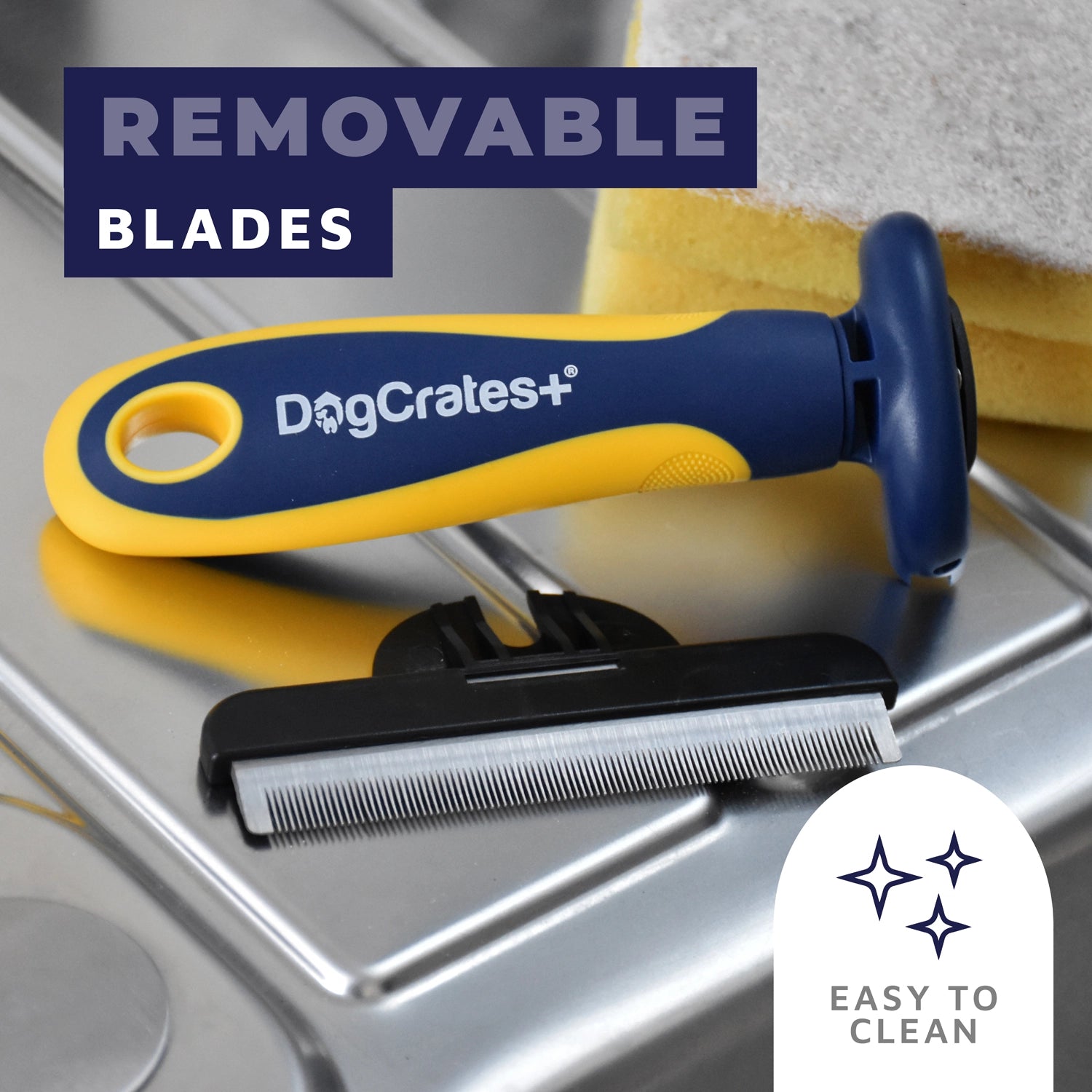 Professional Dog Deshedding Tool with Stainless Steel Removable Blade