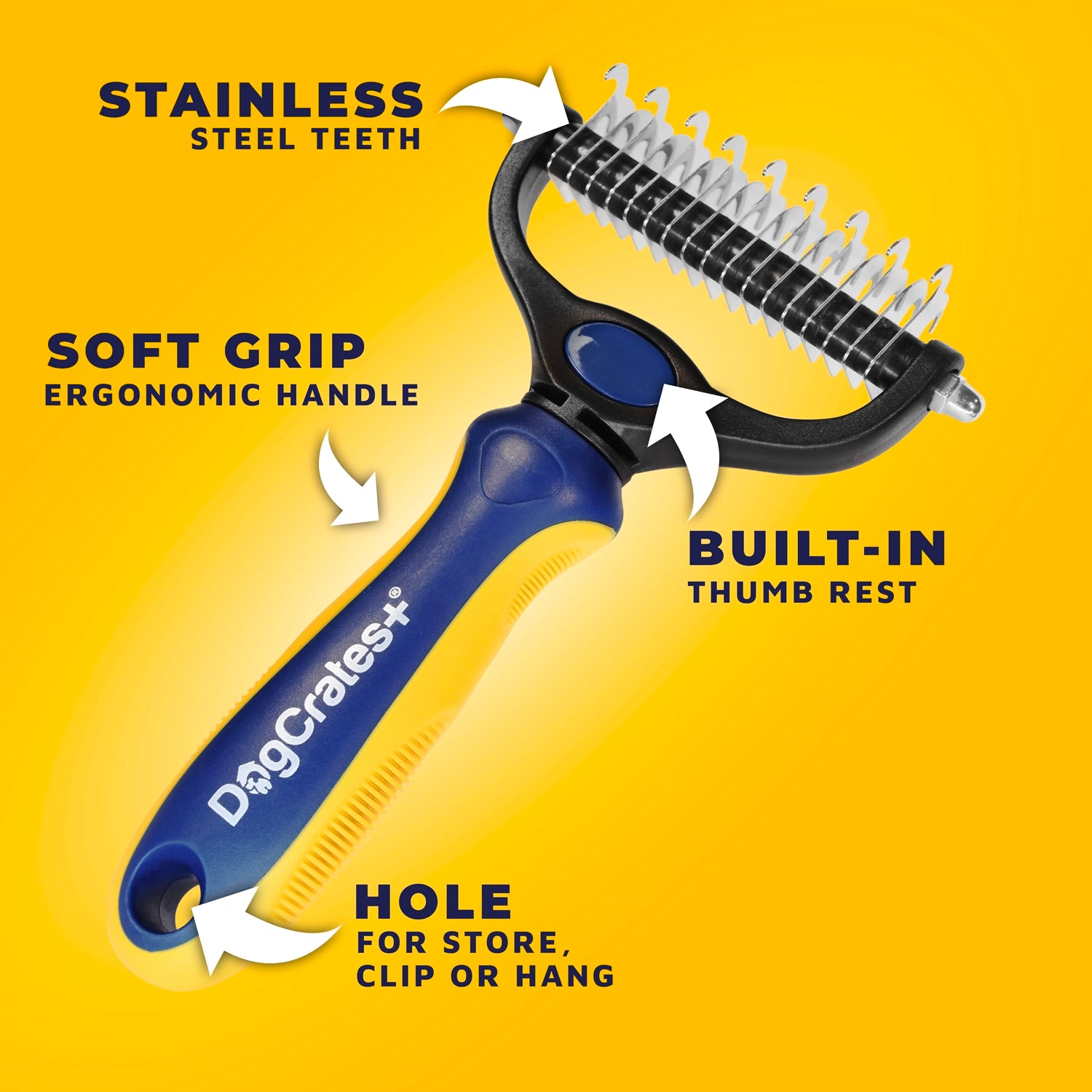 Stainless Steel Dog Undercoat Rake – Deshedding & Dematting Tool