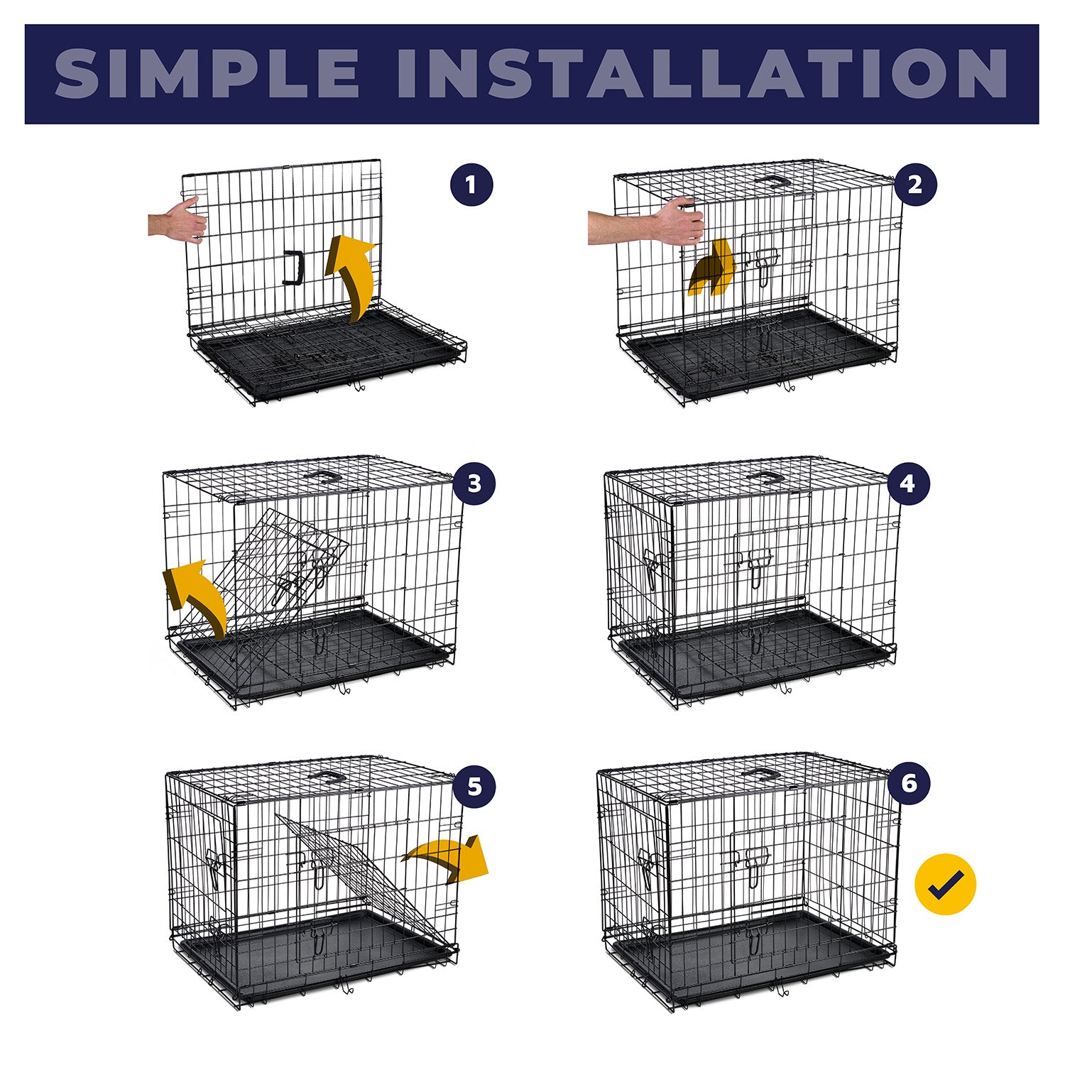 Dog Crate with Removable Tray and Bed