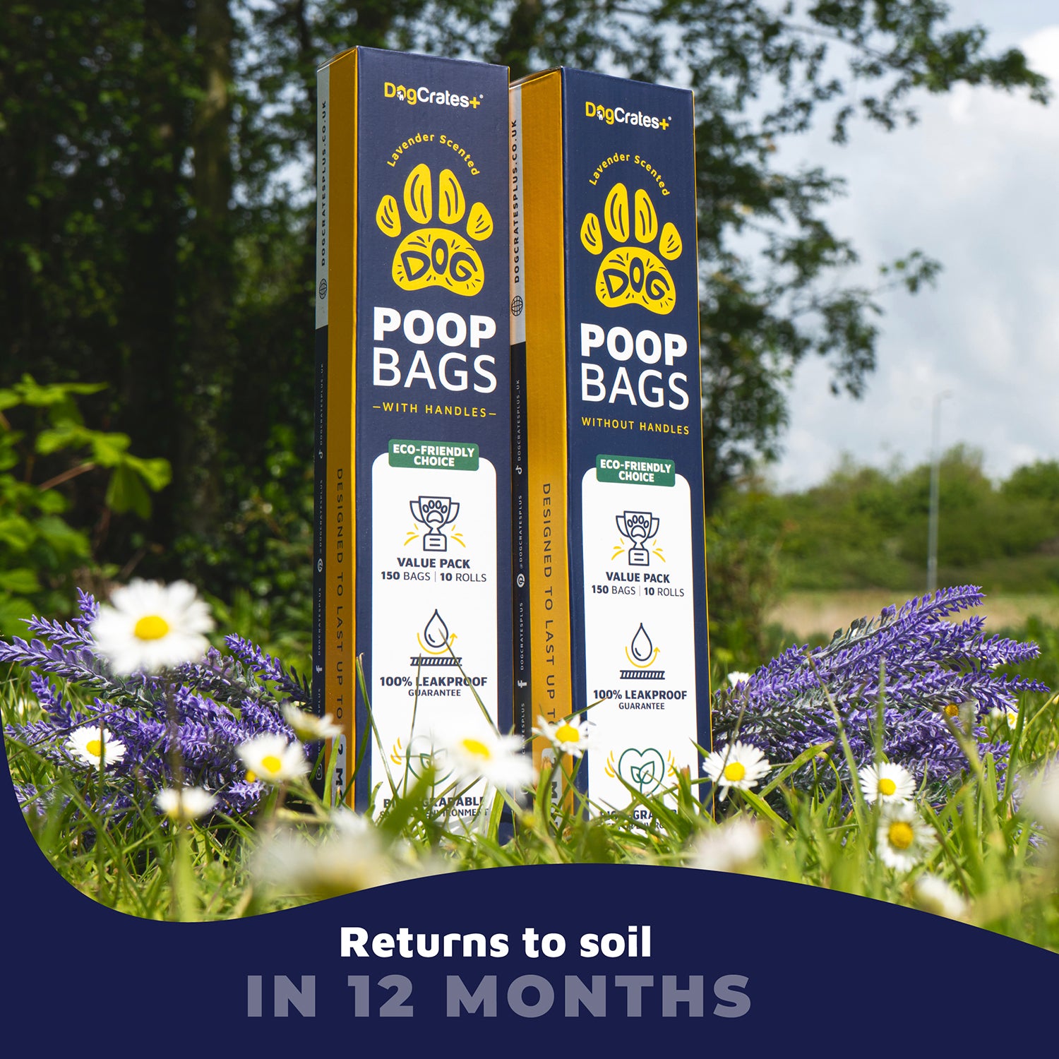 150 Dog Poop Bags with Tie Handles – Leak-Proof, Lavender Scent