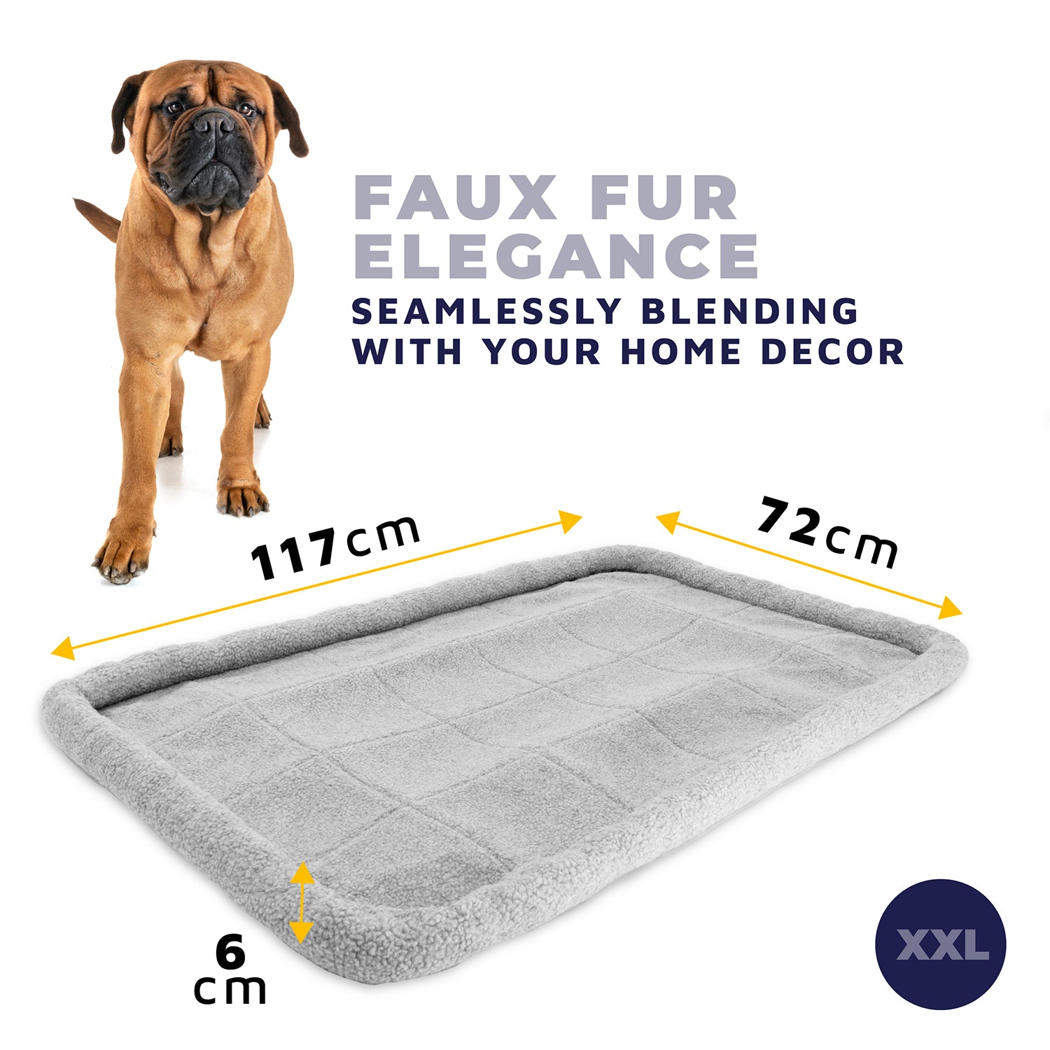 Grey Faux Fur Dog Bed