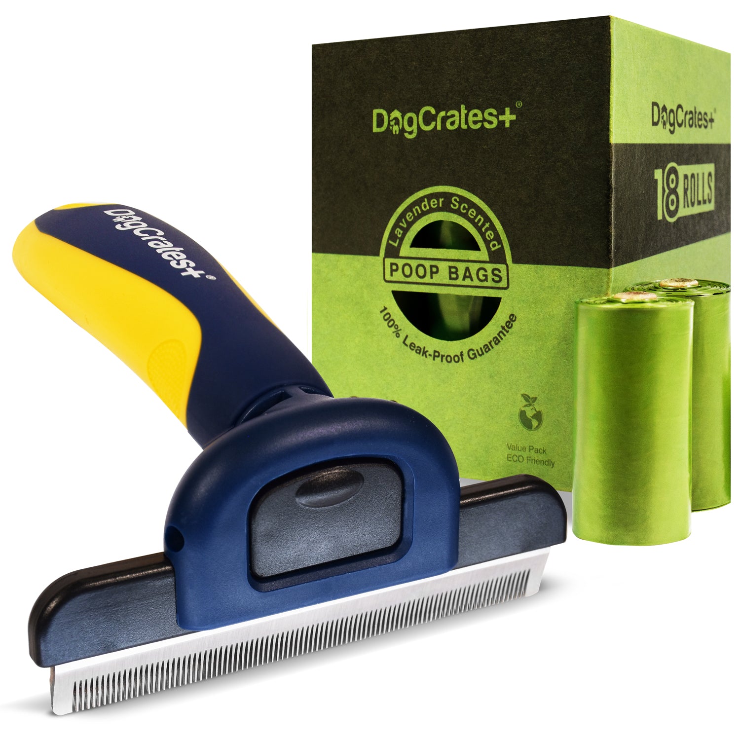 270 Biodegradable Dog Poop Bags + Deshedding Brush Grooming Tool BUNDLE