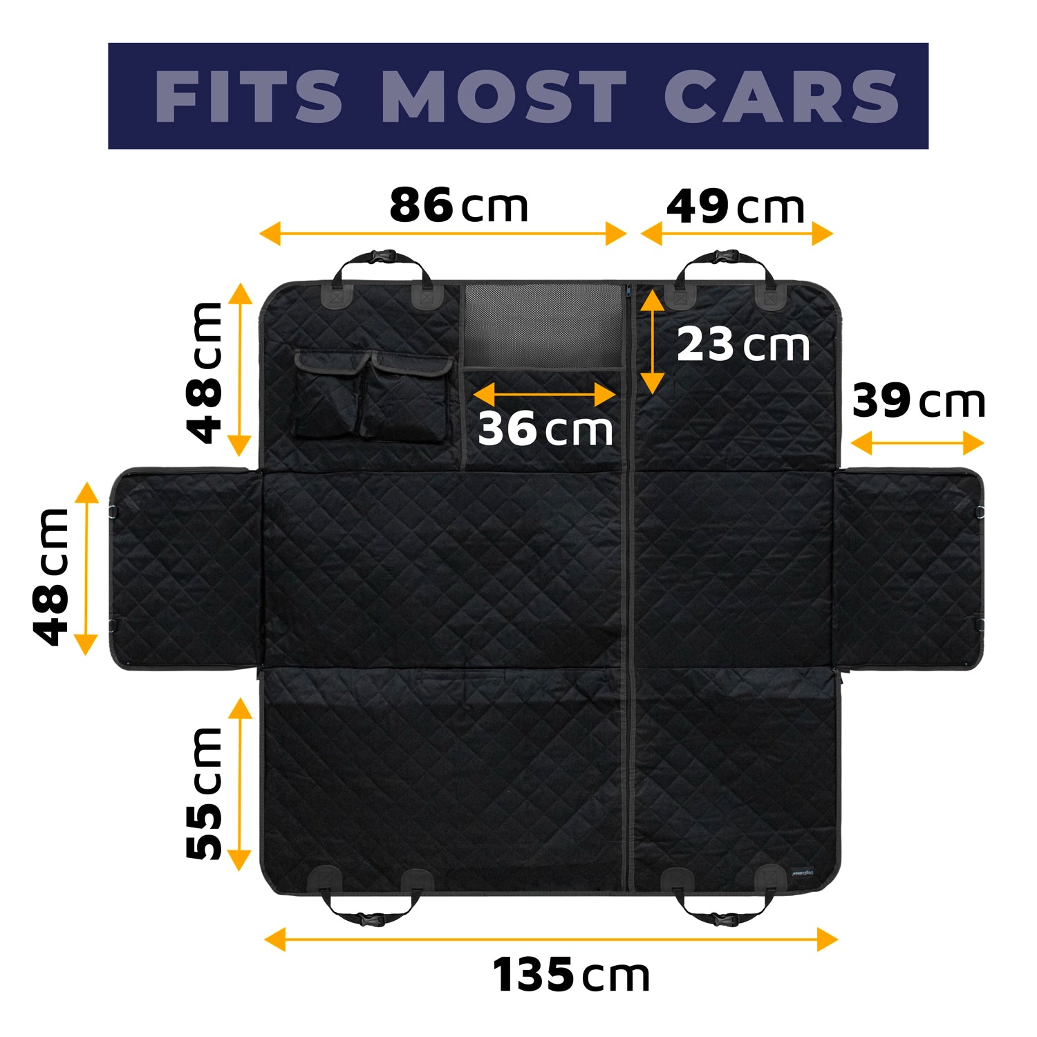 Luxury Dog Car Hammock with Seat Belt – Black, Non-Slip, Machine Washable