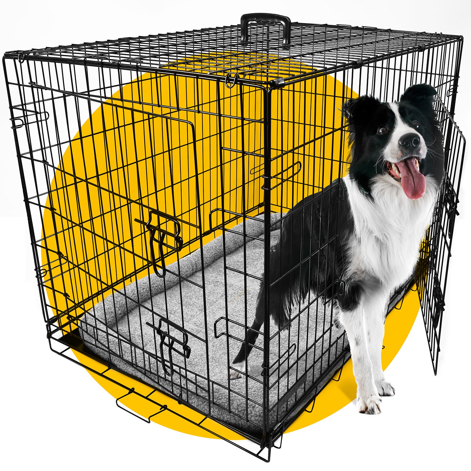 Dog Crate with Removable Tray and Bed