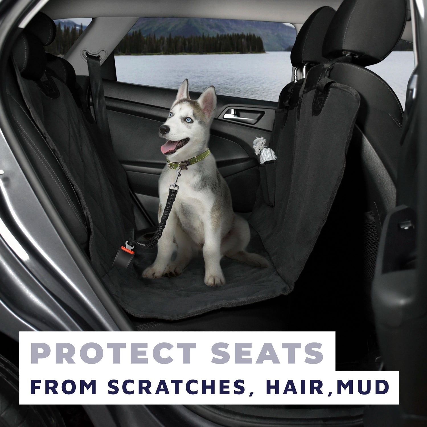 Car Seat Cover Hammock Dog Seat Belt Bundle Safe and Convenient
