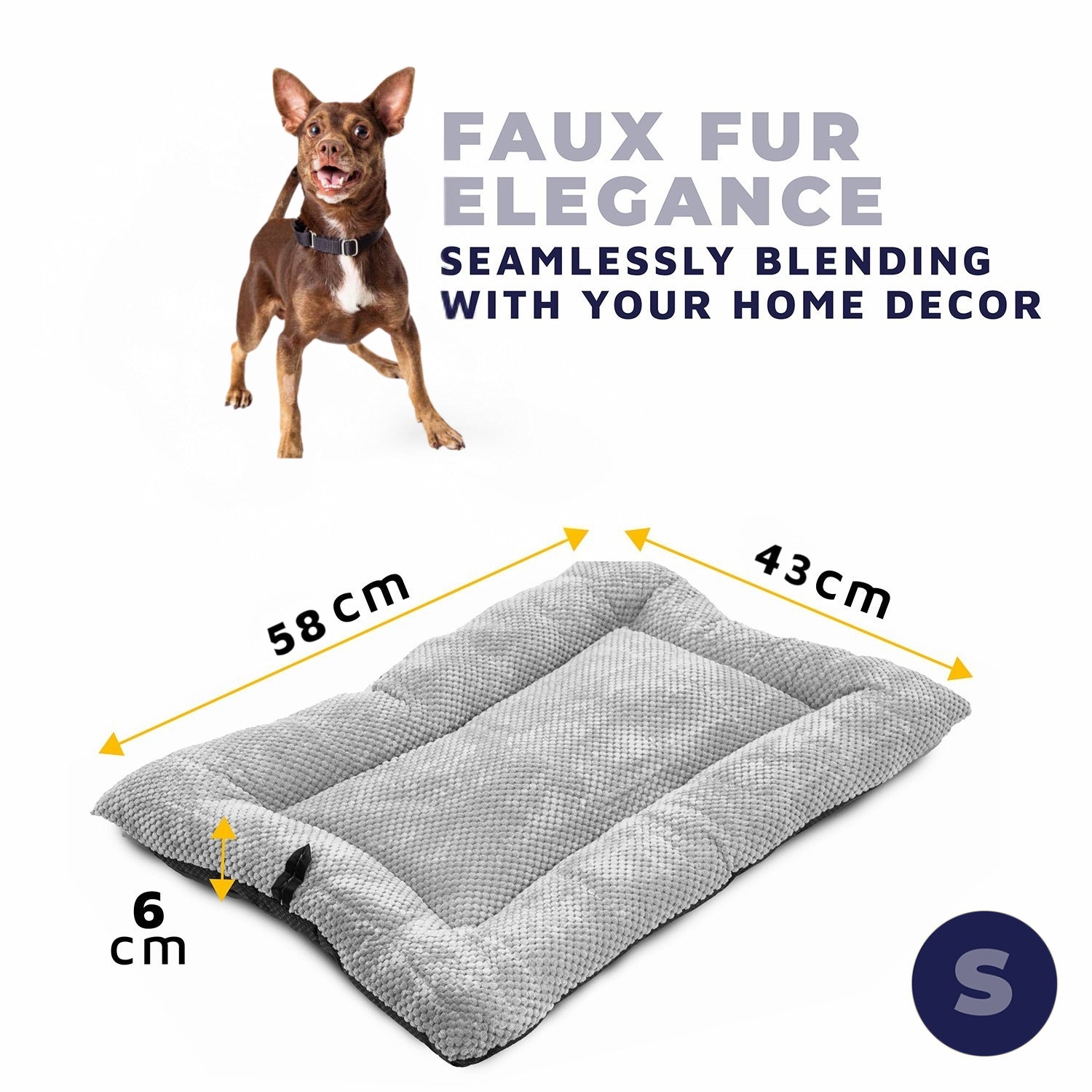 Faux Fur Dog Bed – Waterproof, Machine Washable & Cozy Fit