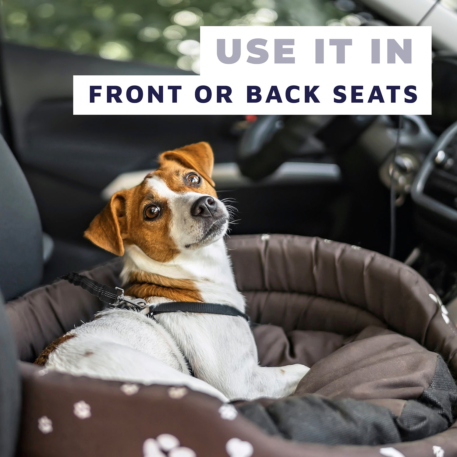 3 in 1 BUNDLE - Dog Car Seat Cover, Car Seat Belt and 270 Poop Bags